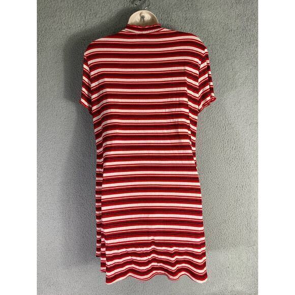 Wild Fable Women's L Striped Mock Neck Ribbed Shirt Dress Red White - Picture 10 of 12